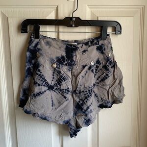 American Eagle Outfitters High Waist Tie-Dye Shorts - Gray and Blue